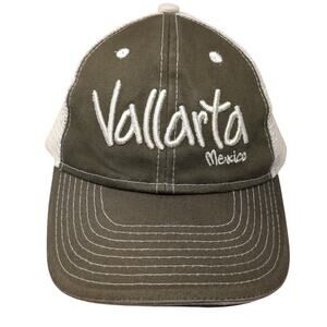 Vallarta Mexico Strapback Trucker Hat Brown One Size Mesh Back Invasion Headwear